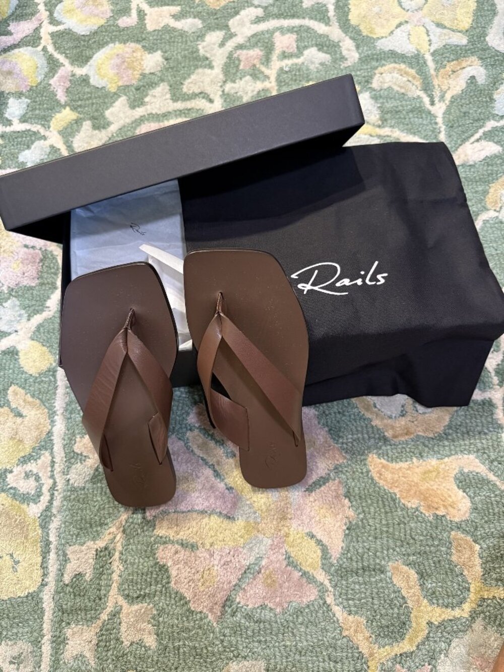 Rails NIB Porto Flat Sandal In Dark Brown Size 36